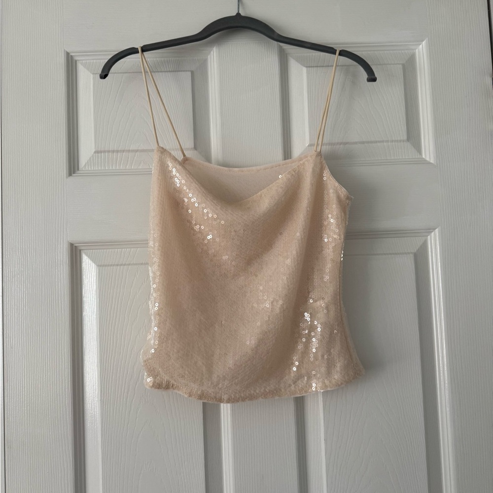 SHEIN Sequin Beige Cami Top